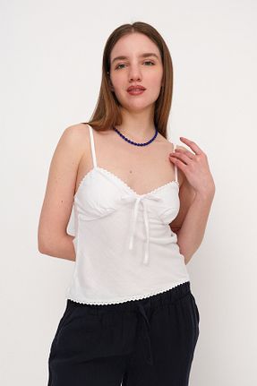 بلوز سفید زنانه ساده Addax - کد 925945553
