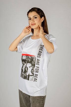 تیشرت سفید زنانه اورسایز 77 - کد 925940900