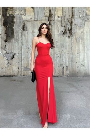 لباس مجلسی و فارغ التحصیلی قرمز زنانه کرپ Sindimoda - کد 854675794