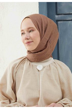 شال قهوه ای زنانه پنبه ای Fresh - کد 759435097