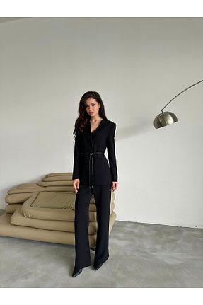 ست بالاتنه و پائین تنه مشکی زنانه بافتنی IDA Collection - کد 925945394