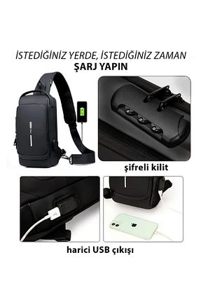 کیف دوشی مشکی مردانه چرم مصنوعی Newish - کد 809675500