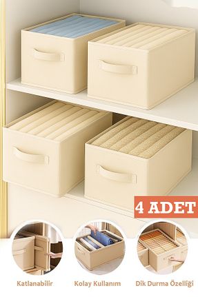نظم دهنده کمد بژ پارچه PRENDİ HOME - کد 925936041