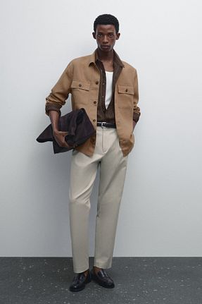 شلوار بژ مردانه پنبه ای Massimo Dutti - کد 925948156