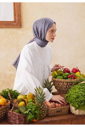 شال طوسی زنانه پنبه ای Fresh - کد 741589579