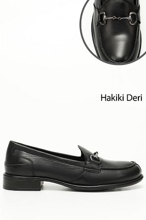 کفش کژوال مشکی زنانه چرم خالص GÖNDERİ(R) - کد 792599444
