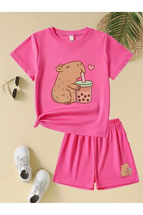 ست بالاتنه و پائین تنه صورتی بچه گانه بافت Afternoon Kids - کد 926063977