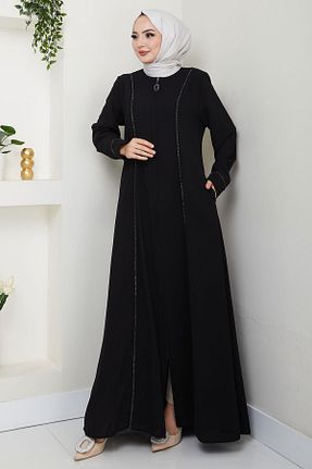 مانتو بلند حجاب مشکی زنانه hafsamina - کد 926001187