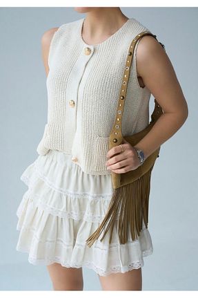 دامن بژ زنانه ساده CADDELAMODA - کد 925995490