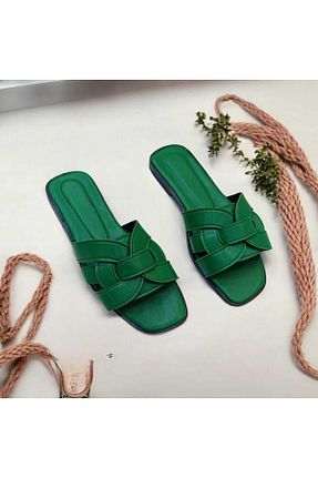 دمپائی سبز زنانه چرم مصنوعی MARİSSA - کد 926000780