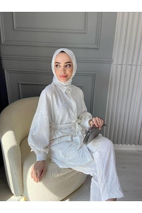 ست بالاتنه و پائین تنه حجاب سفید زنانه رگولار comstar - کد 728801917