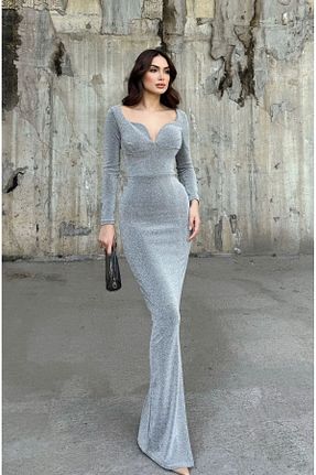 لباس مجلسی و فارغ التحصیلی طوسی زنانه کرپ Sindimoda - کد 878259731