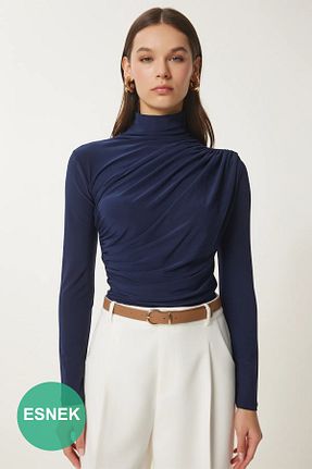 بلوز سرمه ای زنانه ساده Lovelyİstanbul - کد 861139367