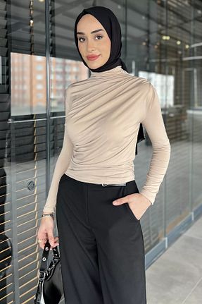 بلوز حجاب بژ زنانه رگولار Julude - کد 926032438