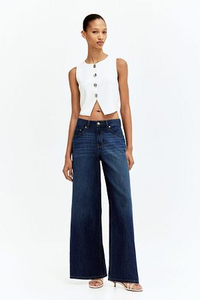شلوار جین آبی زنانه پاچه گشاد H&M - کد 926033091