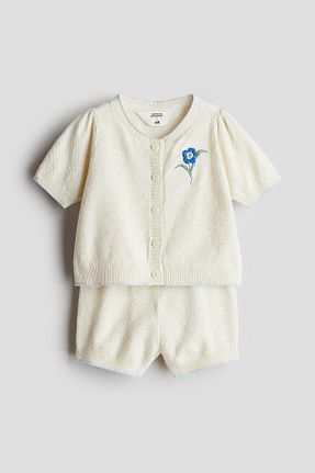 ست بالاتنه و پائین تنه سفید بچه گانه رگولار H&M - کد 926170337