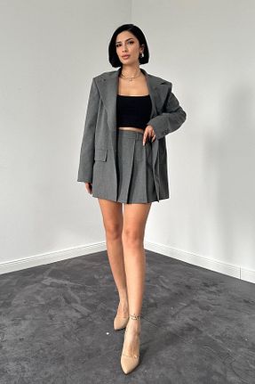 ست بالاتنه و پائین تنه طوسی زنانه بافتنی Elbee Fashion Woman - کد 811010378