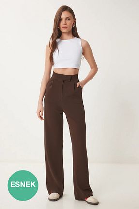 شلوار قهوه ای زنانه پنبه ای Lovelyİstanbul - کد 865656946