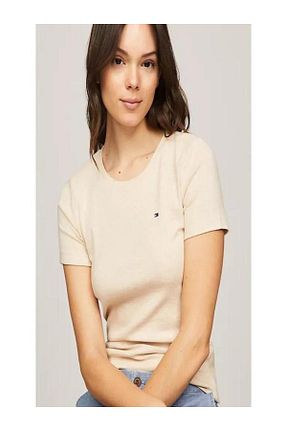 تیشرت بژ زنانه اسلیم فیت Tommy Hilfiger - کد 926060916
