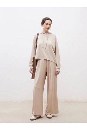 شلوار کرمگن بژ زنانه پاچه گشاد LC Waikiki - کد 926071184
