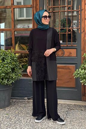 ست بالاتنه و پائین تنه حجاب مشکی زنانه رگولار Nurcan Çetin - کد 926068945