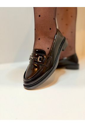 کفش لوفر مشکی زنانه چرم لاکی AHOORA SHOE - کد 901398894