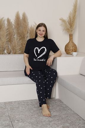 ست لباس راحتی مشکی زنانه Kalp FAMES PİJAMA - کد 926150333