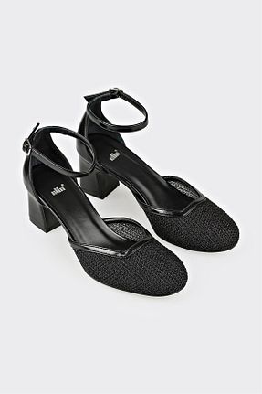 کفش پاشنه بلند کلاسیک مشکی زنانه پارچه ای Elle - کد 926161438