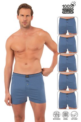 باکسر آبی مردانه پنبه ای ÖZKAN underwear - کد 985234