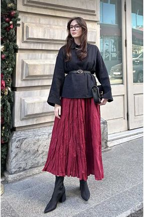 دامن حجاب زرشکی زنانه بافتنی Mrs.idea - کد 926177091