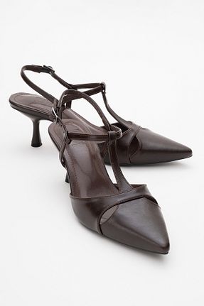 کفش پاشنه بلند کلاسیک قهوه ای زنانه چرم مصنوعی luvishoes - کد 926182548
