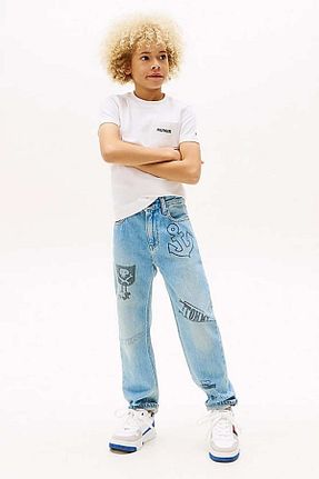تیشرت سفید بچه گانه یقه دوچرخه Tommy Hilfiger - کد 926341203