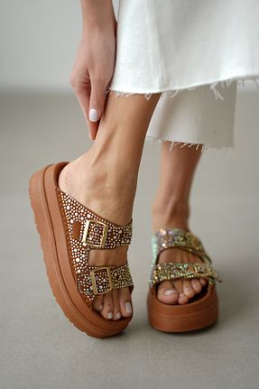 دمپائی قهوه ای زنانه چرم خالص selinshoes - کد 926214263
