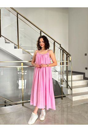 لباس صورتی زنانه بند دار Butik - کد 926214675