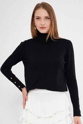 پلیور مشکی زنانه ساده Irmak Kerekli - کد 868739048