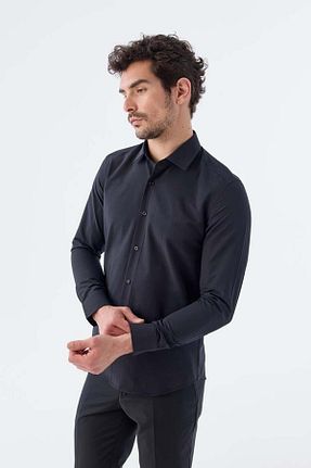 پیراهن مشکی مردانه اسلیم فیت Jakamen - کد 6050978