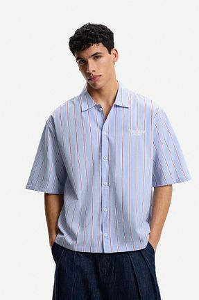 پیراهن آبی مردانه رگولار Bershka - کد 926219940