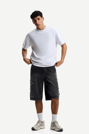شلوارک و برمودا مشکی مردانه اسلیم Bershka - کد 926220205
