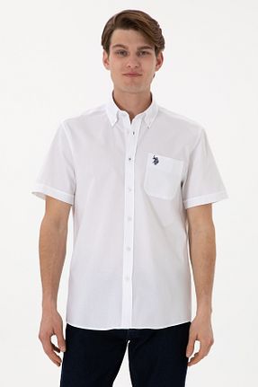 پیراهن سفید مردانه یقه دکمه دار U.S. Polo Assn. - کد 926257889