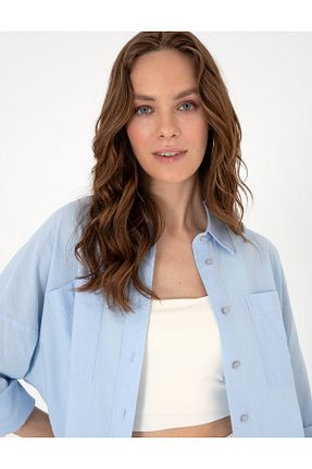 پیراهن آبی زنانه اورسایز Pierre Cardin - کد 926315428