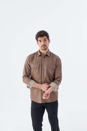 پیراهن قهوه ای مردانه Relaxed Jakamen - کد 926303261