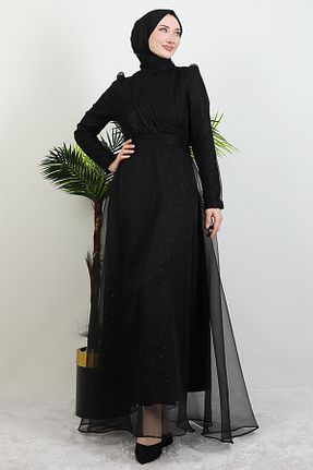 لباس مجلسی حجاب مشکی زنانه یقه ماهیگیر Giza Giyim - کد 466390880