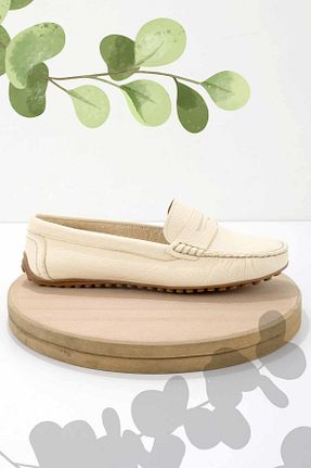 کفش لوفر بژ زنانه چرم خالص Bambi - کد 683123527
