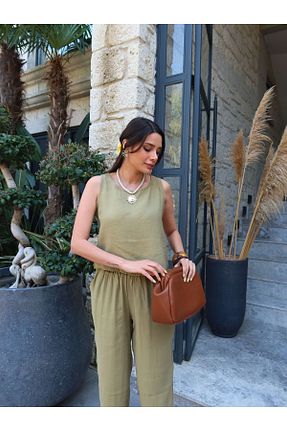ست بالاتنه و پائین تنه سبز زنانه بافت ESRAHELVACI - کد 846967266