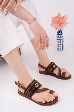 صندل رنگی زنانه پاشنه تخت BAHRİNA - کد 926302169