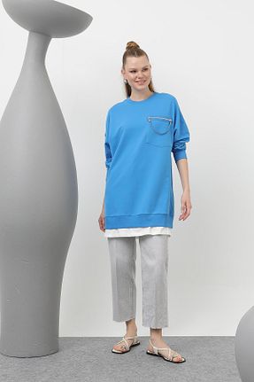 تونیک حجاب آبی زنانه پنبه ای Puane - کد 924672680