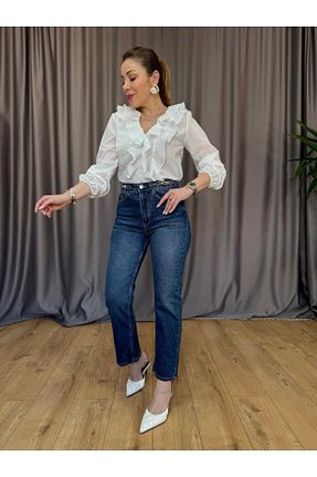 شلوار جین آبی زنانه پاچه ساده Size Özgü - کد 926330008
