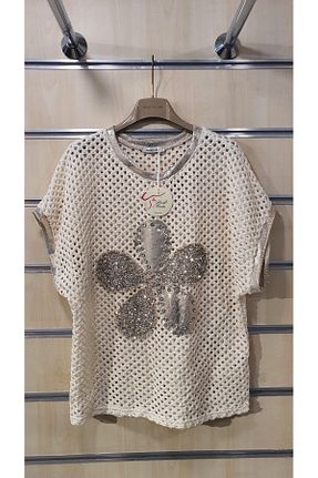 بلوز بژ زنانه گلدار Park Moda - کد 926337828