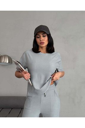 ست بالاتنه و پائین تنه طوسی زنانه بافت ECSBUTİK - کد 926348975