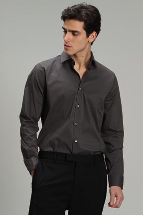 پیراهن طوسی مردانه یقه کلاسیک Lufian - کد 284648500